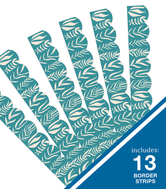 Teal with Leaves Scalloped Bulletin Board Border
