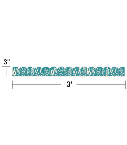 Teal with Leaves Scalloped Bulletin Board Border