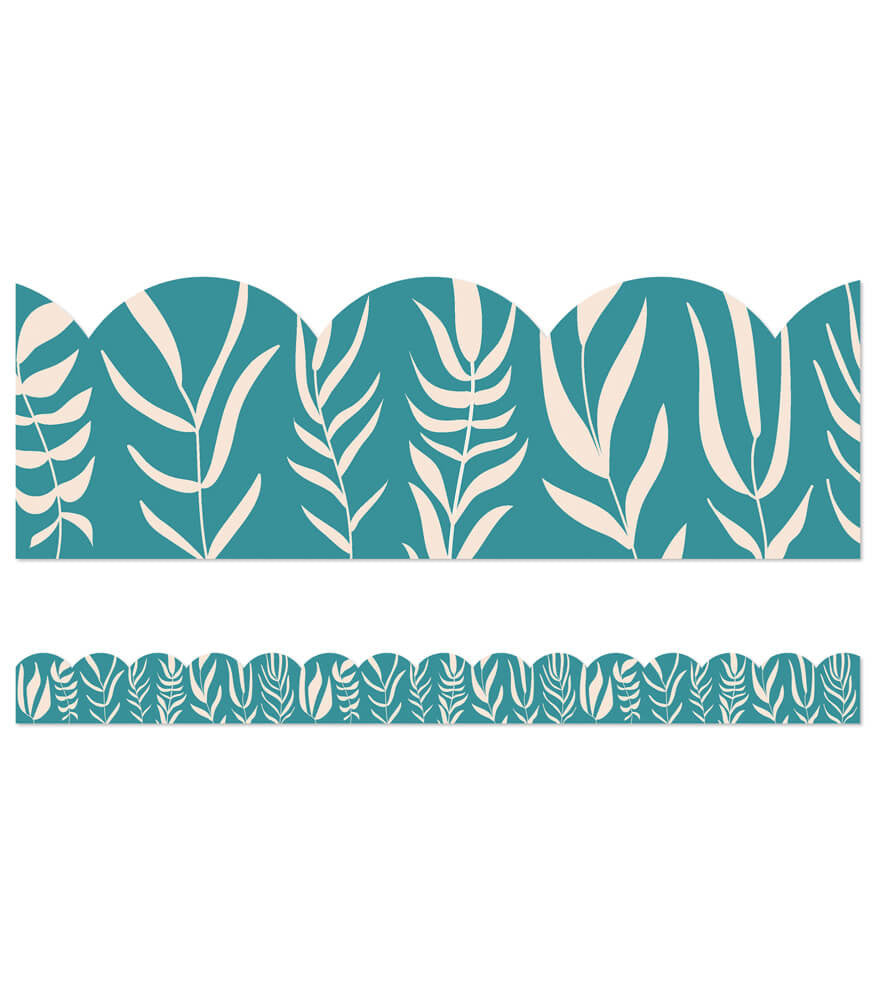 Teal with Leaves Scalloped Bulletin Board Border