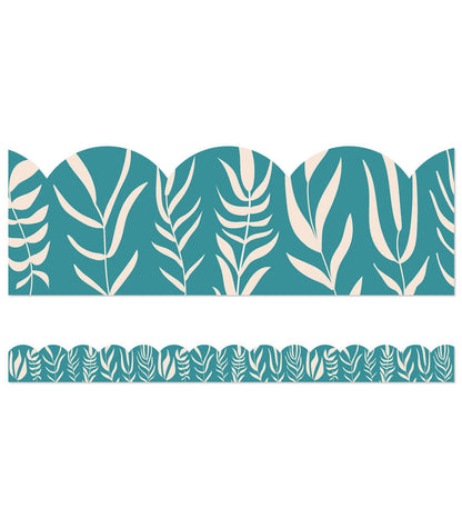 Teal with Leaves Scalloped Bulletin Board Border
