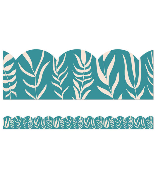 Teal with Leaves Scalloped Bulletin Board Border