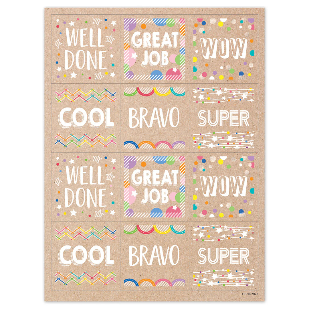 Krafty Pop Colorful Kraft Reward Stickers