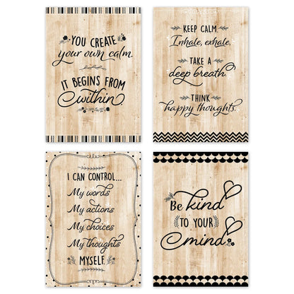 Black, White, and Wood Classroom Essentials 4-Chart Pack
