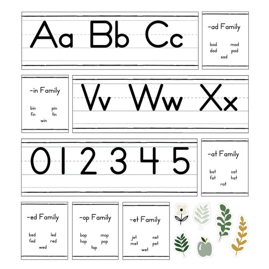 Farmhouse Alphabet Line: Manuscript Bulletin Board Set Grade PK-2