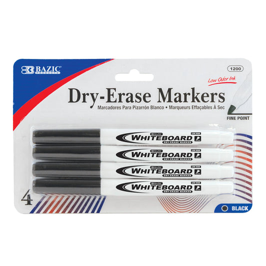 Fine Tip Dry Erase Markers - Black