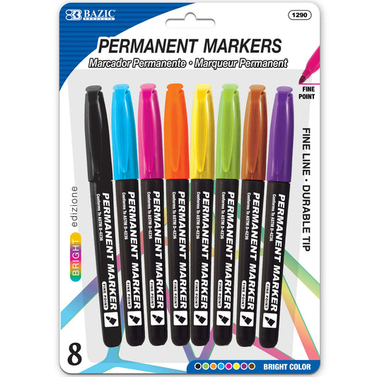 Fine Tip Permanent Markers - Bright Colors