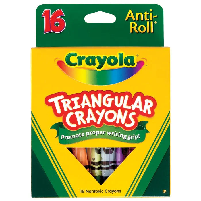 Crayola Anti-Roll Triangular Crayons, Assorted Colors, Set of 16