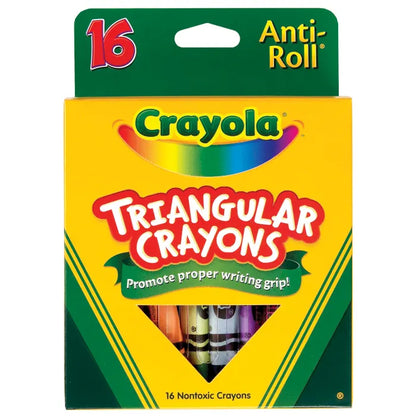 Crayola Anti-Roll Triangular Crayons, Assorted Colors, Set of 16