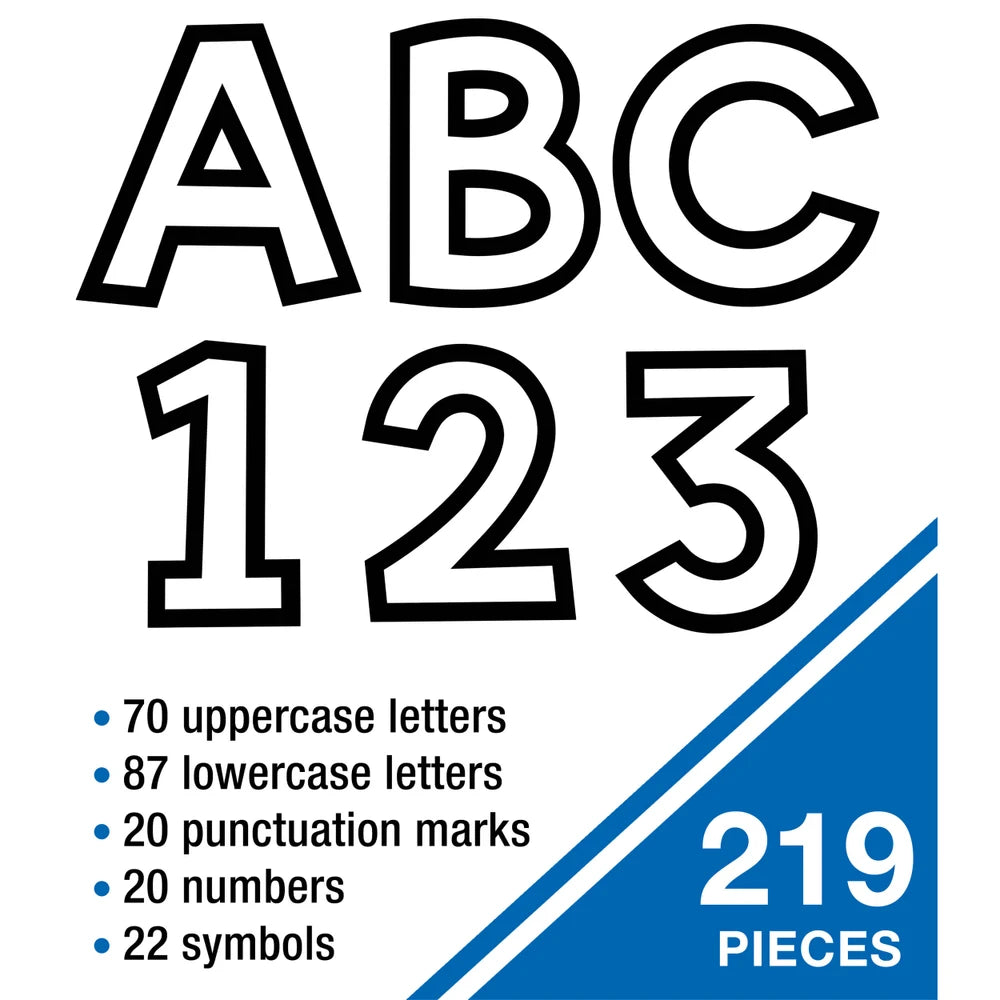 White with Black Trim Combo Pack Bulletin Board Letters