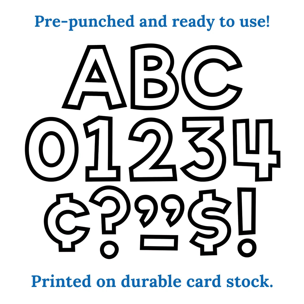 White with Black Trim Combo Pack Bulletin Board Letters