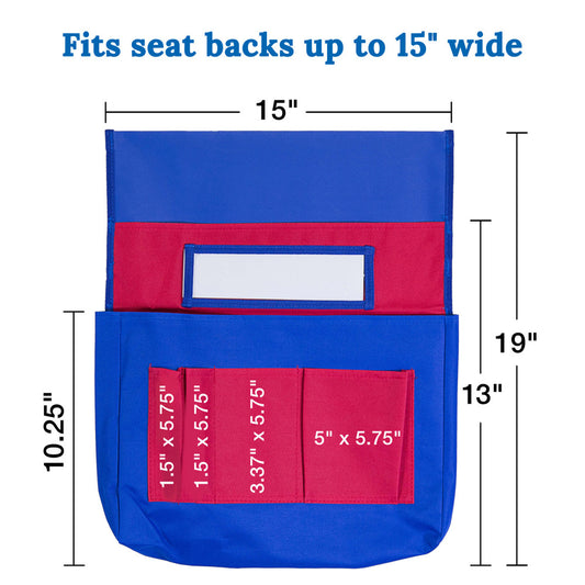Chairback Buddy™ Blue and Red Pocket Chart Storage