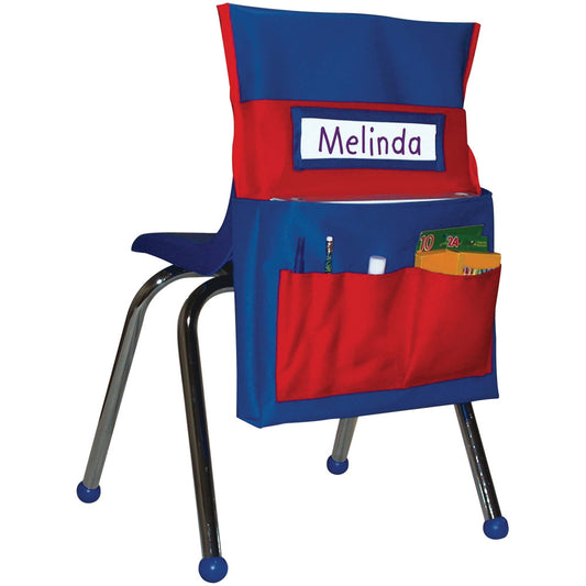 Chairback Buddy™ Blue and Red Pocket Chart Storage