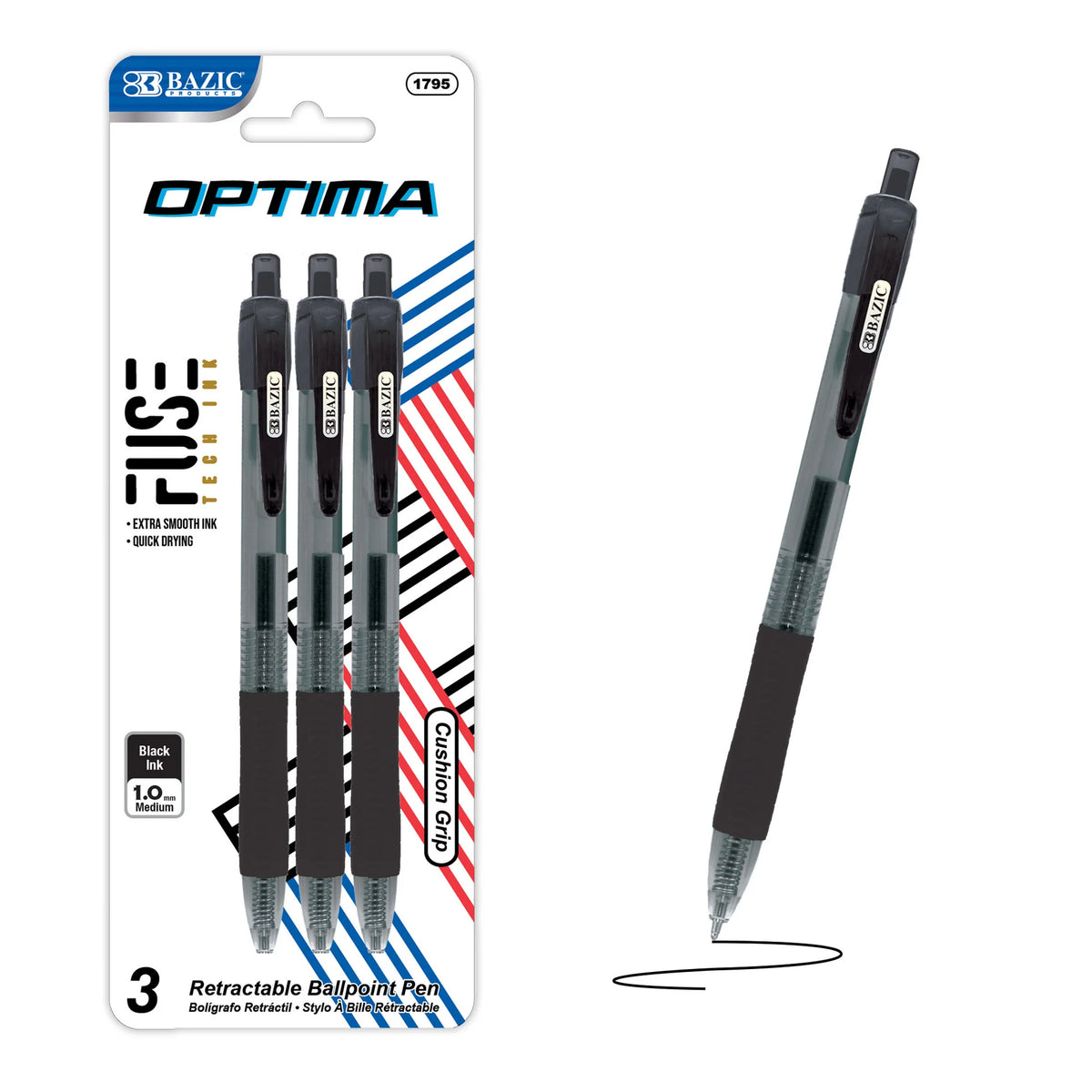Optima Retractable FUSE Tech Pens - Black