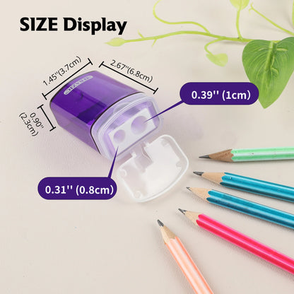 Dual Hole Pencil Sharpener with Lid and Receptacle - Assorted