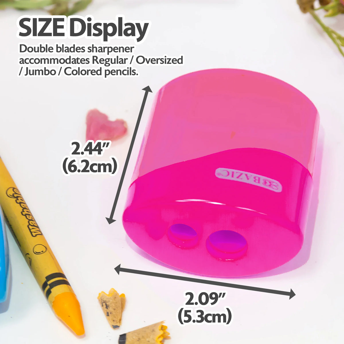Dual Hole Pencil Sharpeners w/ Square Receptacle -  Assorted