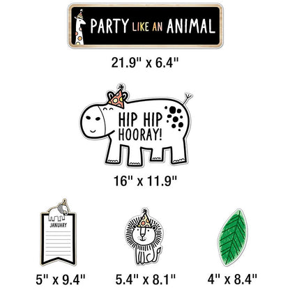 Schoolgirl Style Simply Safari Birthday Bulletin Board Set, Set Of 76 Pieces