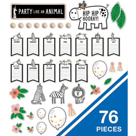 Schoolgirl Style Simply Safari Calendar Bulletin Board Set, Set Of 106 Pieces