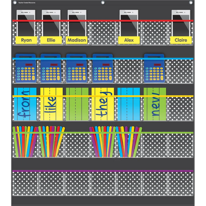 Black Polka Dots Storage Pocket Chart