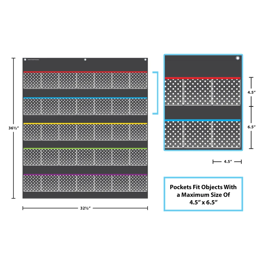 Black Polka Dots Storage Pocket Chart