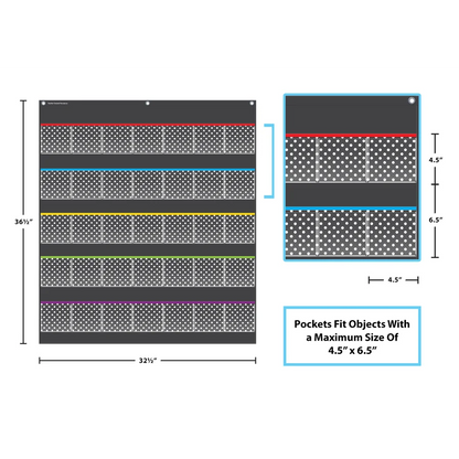 Black Polka Dots Storage Pocket Chart