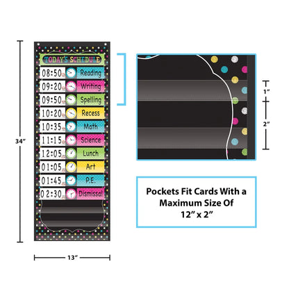Chalkboard Brights 14 Pocket Daily Schedule Pocket Chart
