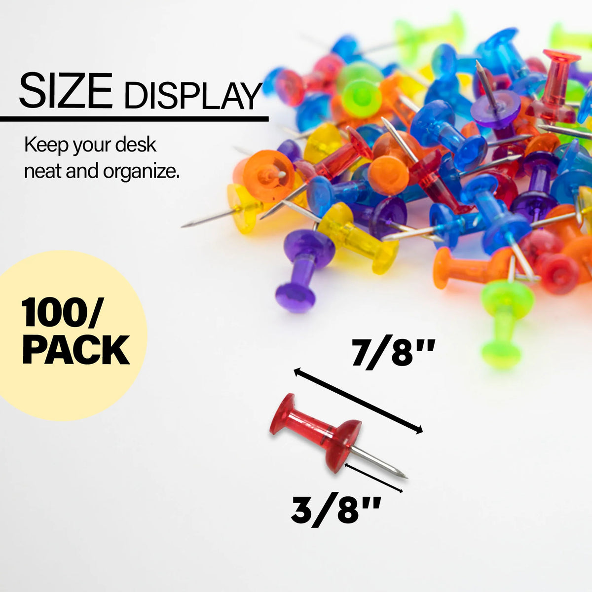 Translucent Push Pins, Assorted Colors