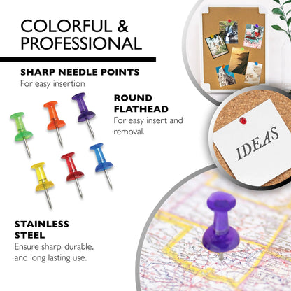 Translucent Push Pins, Assorted Colors