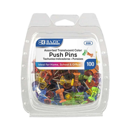Translucent Push Pins, Assorted Colors