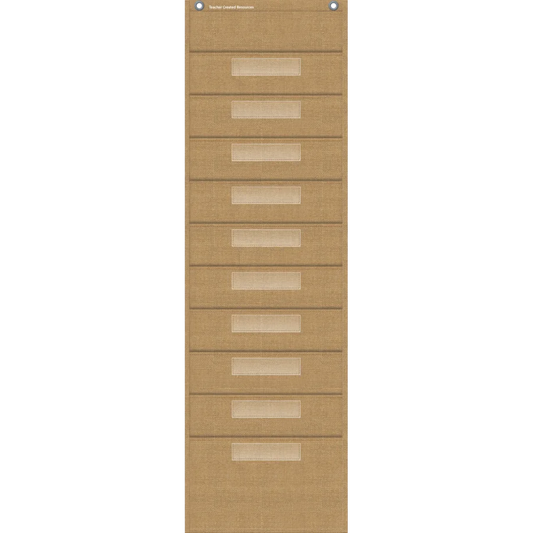 Burlap 10 Pocket File Storage Pocket Chart