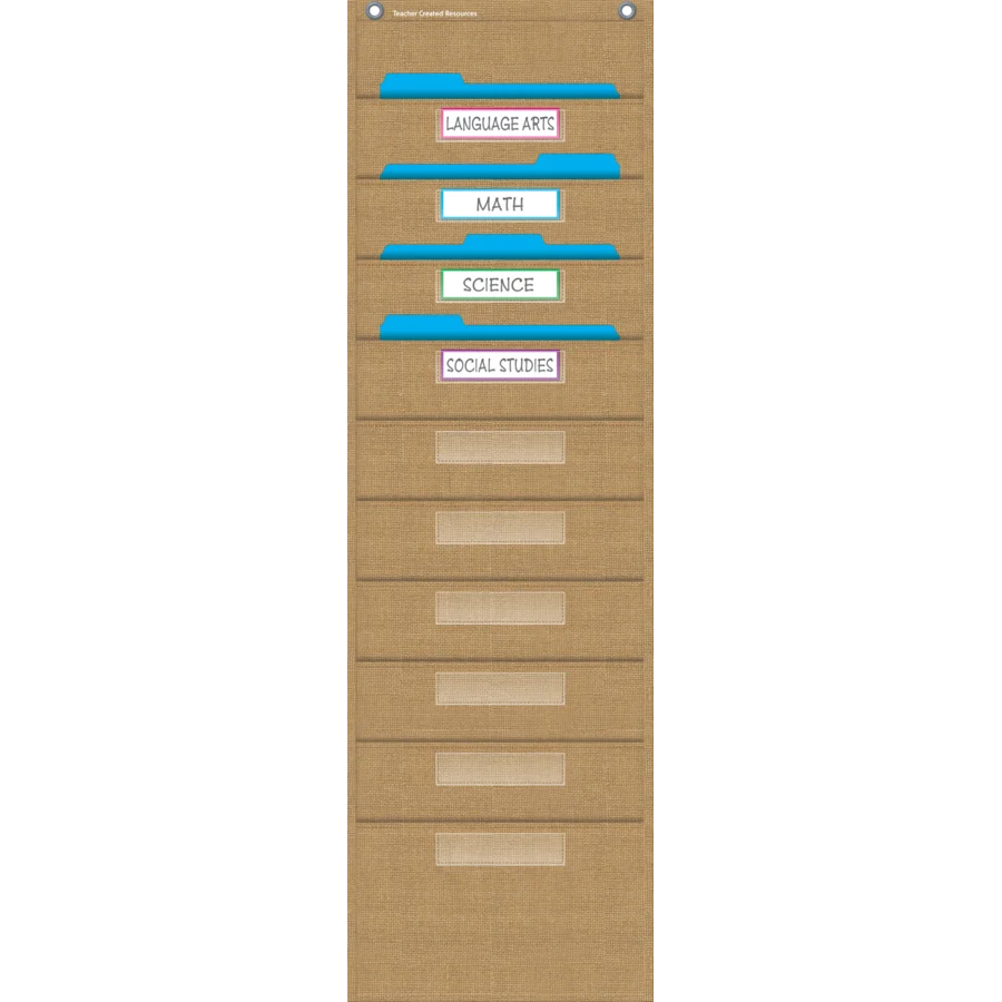 Burlap 10 Pocket File Storage Pocket Chart