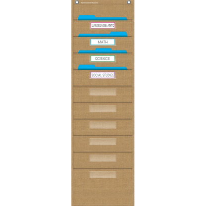 Burlap 10 Pocket File Storage Pocket Chart