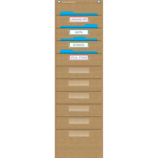 Burlap 10 Pocket File Storage Pocket Chart