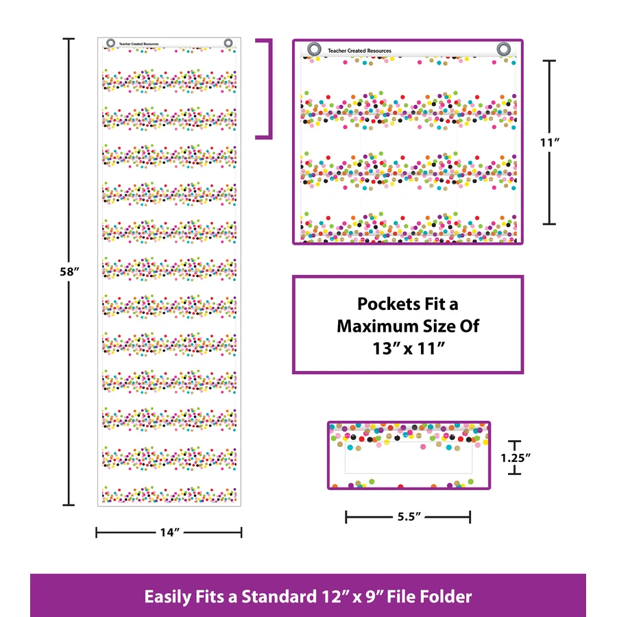Confetti 10 Pocket File Storage Pocket Chart
