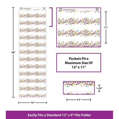 Confetti 10 Pocket File Storage Pocket Chart