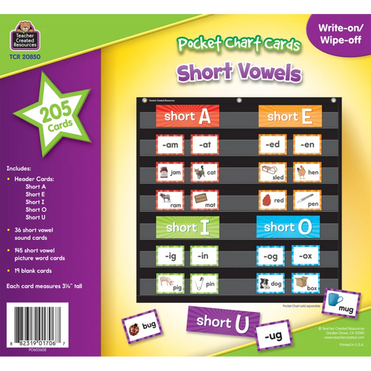 Short Vowels Pocket Chart Cards