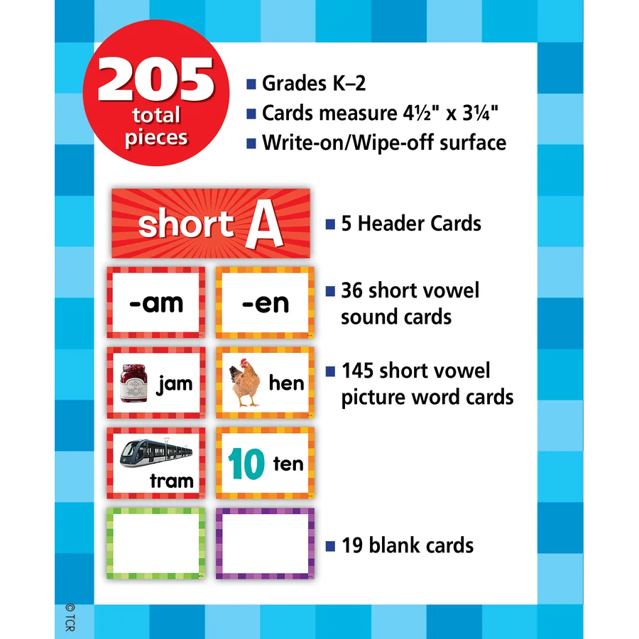 Short Vowels Pocket Chart Cards