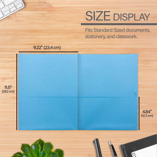 Premium Light Blue Paper 2-Pocket Folder