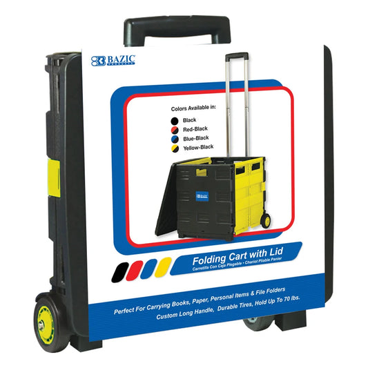 Yellow Folding Cart on Wheels, 16 x 18 x 15 in