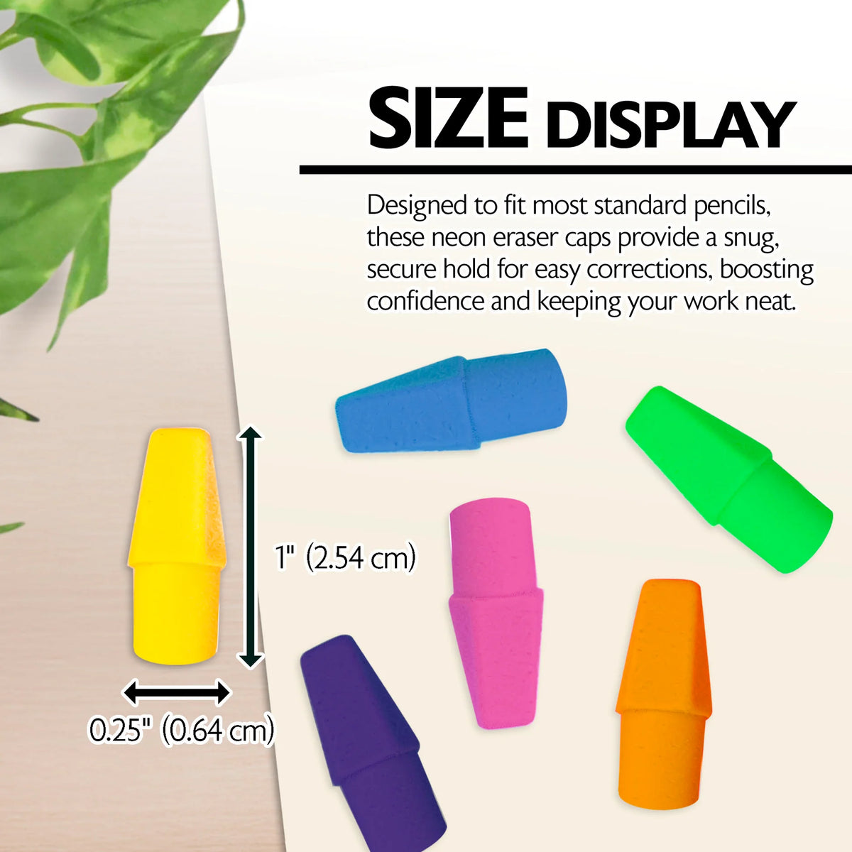Neon Pencil-Top Eraser Caps