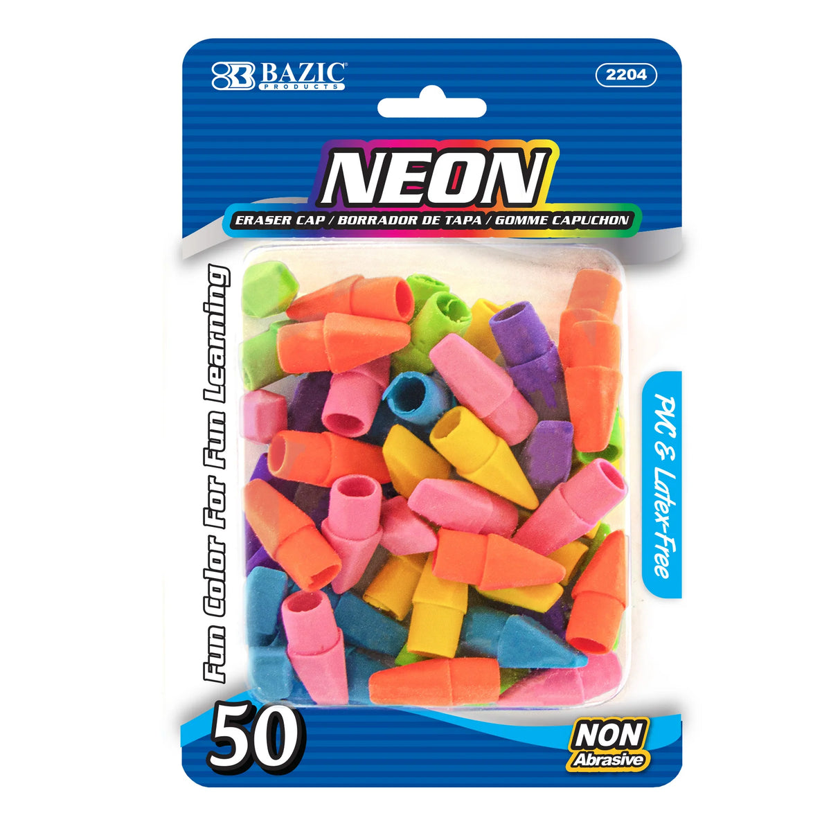 Neon Pencil-Top Eraser Caps