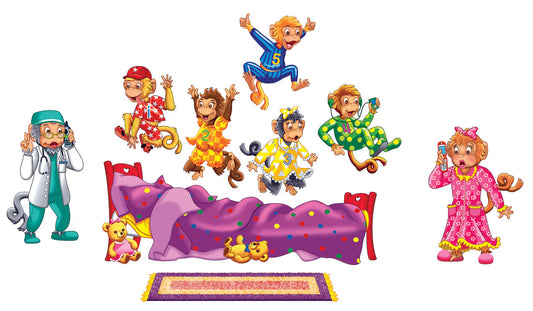 Five Monkeys Jumping on the Bed-Bilingual