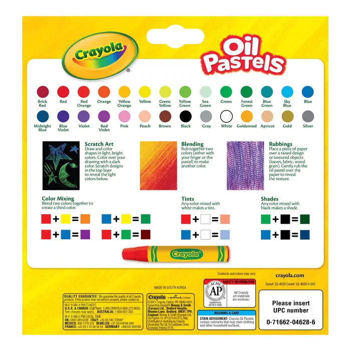 Crayola Oil Pastels, Assorted Colors, Set of 28