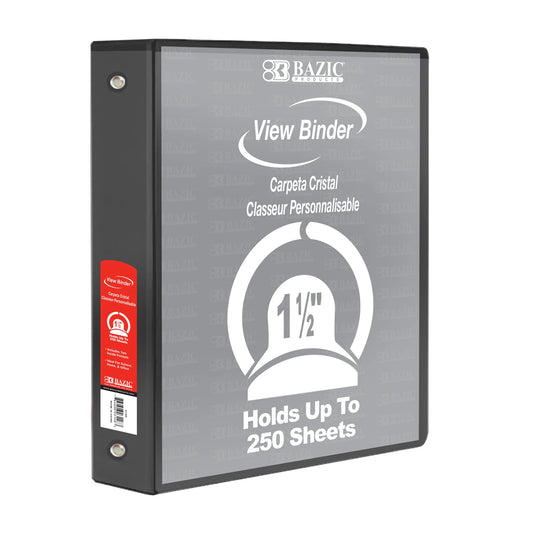 1.5 in Black 3-Ring View Binder, 2 Pockets