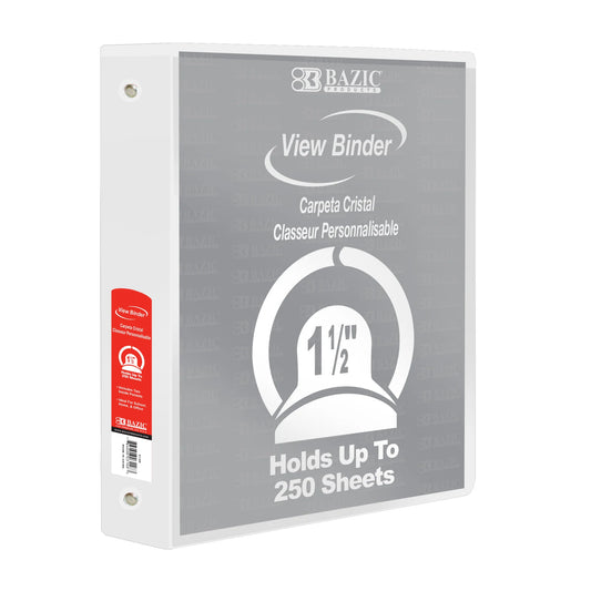1.5 in White 3-Ring View Binder, 2 Pockets