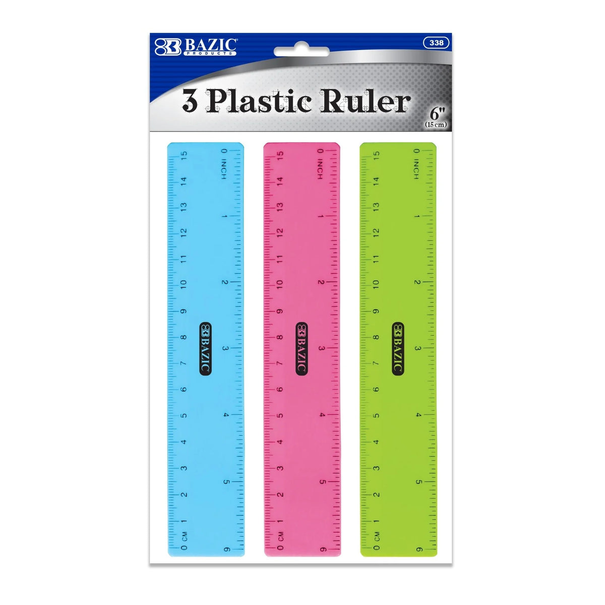 6 in Clear Plastic Ruler, Inch & Metric