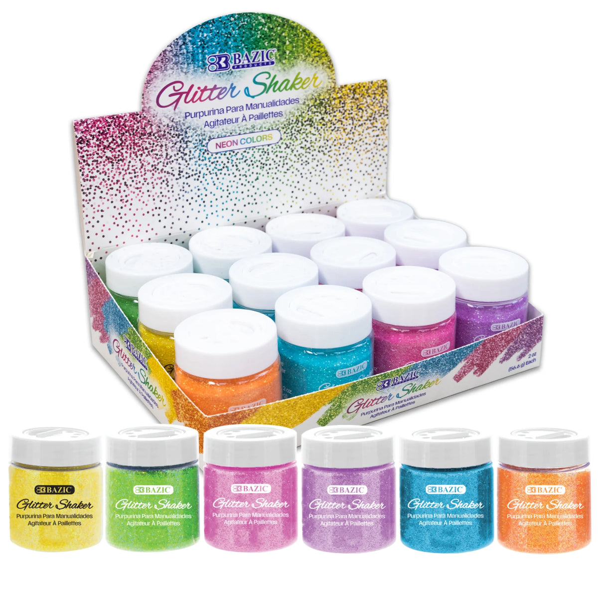 Neon Glitter Shaker, 2 oz - Assorted - Each