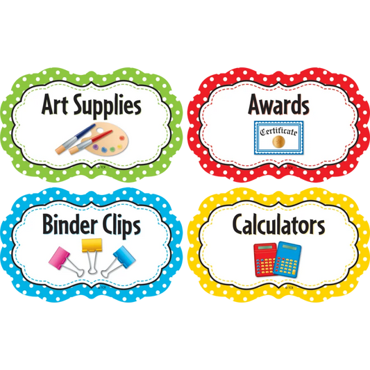 Polka Dots Classroom Supply Labels