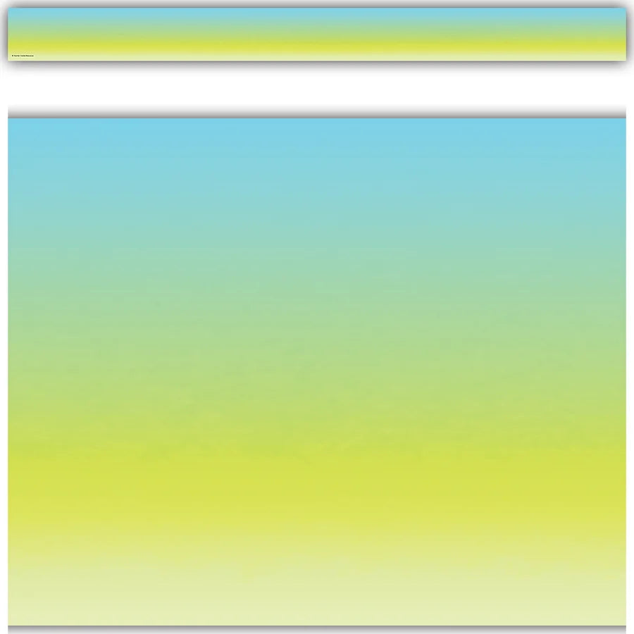 Aqua and Lime Color Wash Straight Border Trim