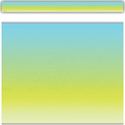 Aqua and Lime Color Wash Straight Border Trim