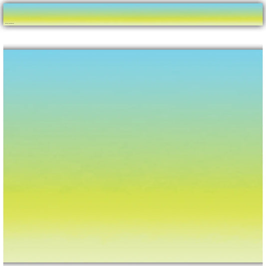 Aqua and Lime Color Wash Straight Border Trim